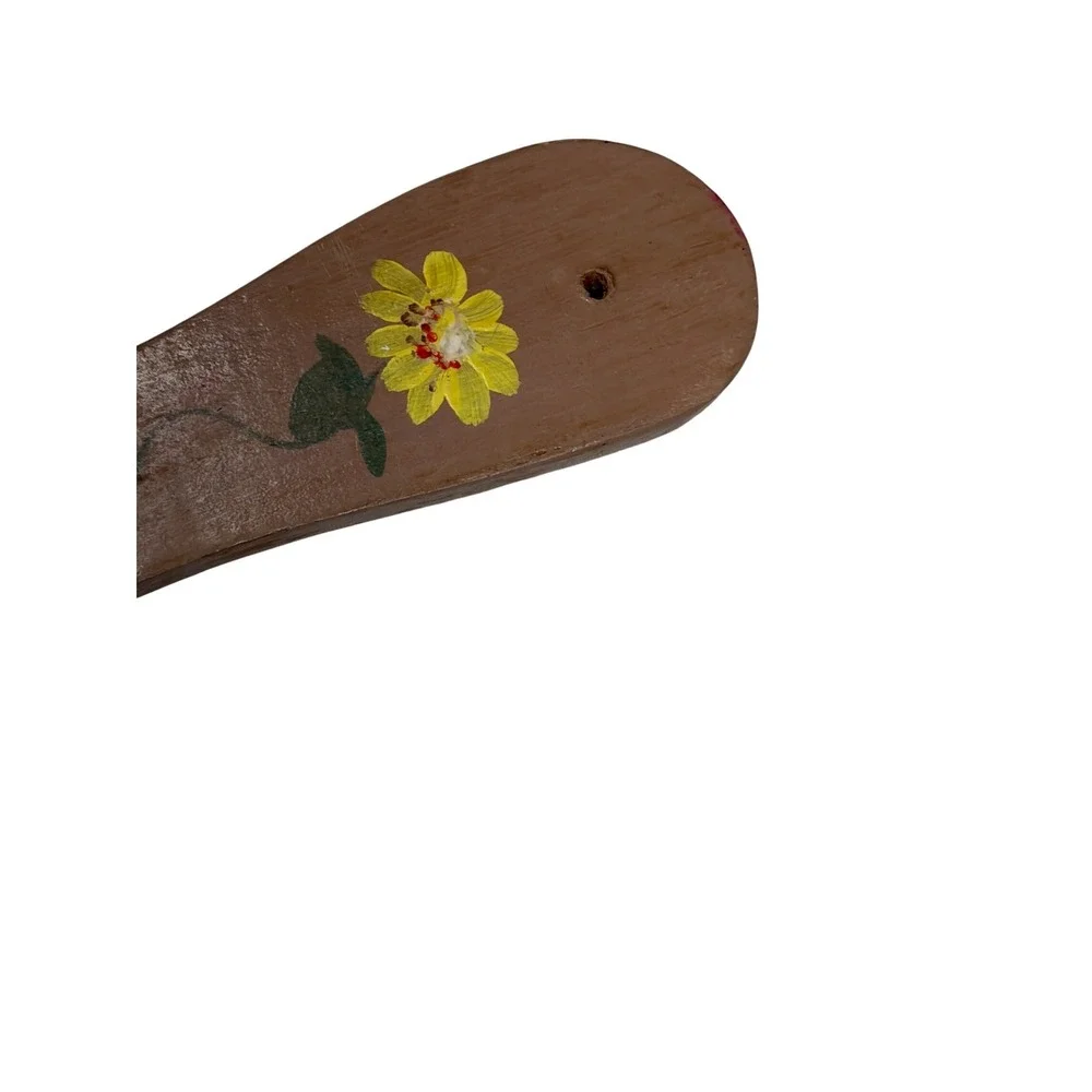 Vintage Hand Painted Oven Rack Jack Wooden Rack Pull Signed Folk Art 1980